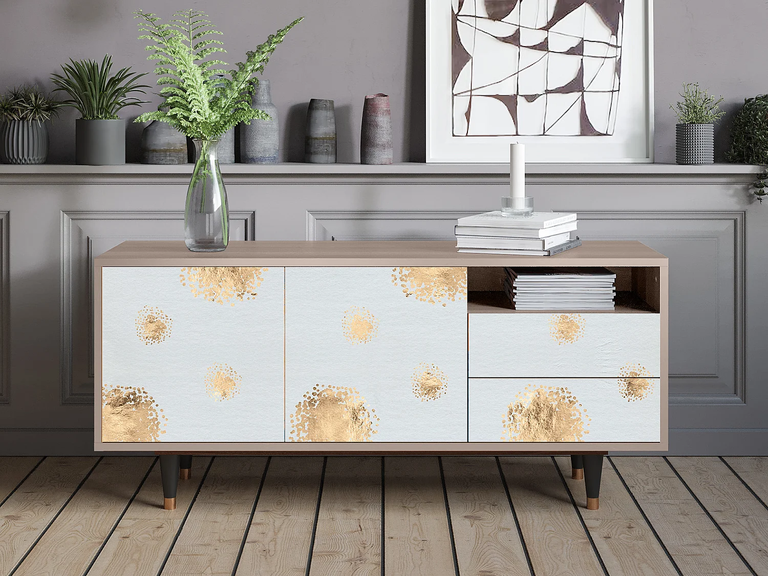 Meuble TV - 125х56х41 cm - T7 - Sky Latte, Latte