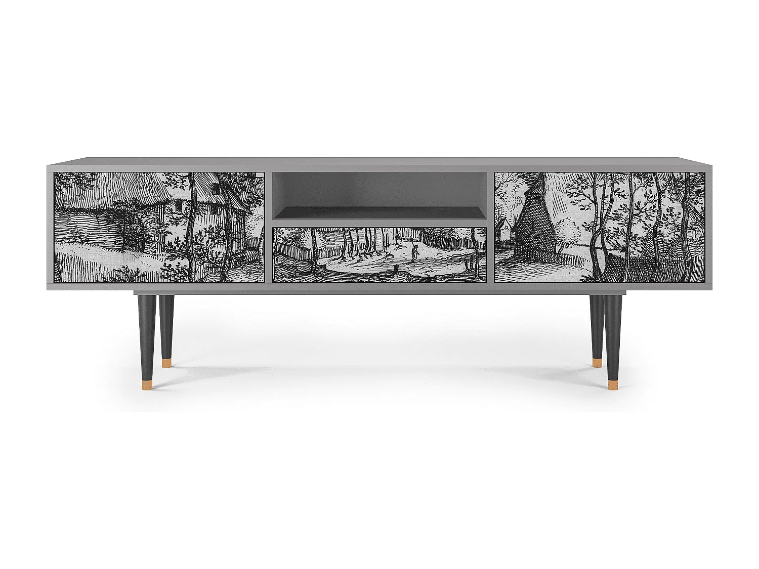 Meuble TV - 170х59х41 cm - T6 - Village Road, Gris