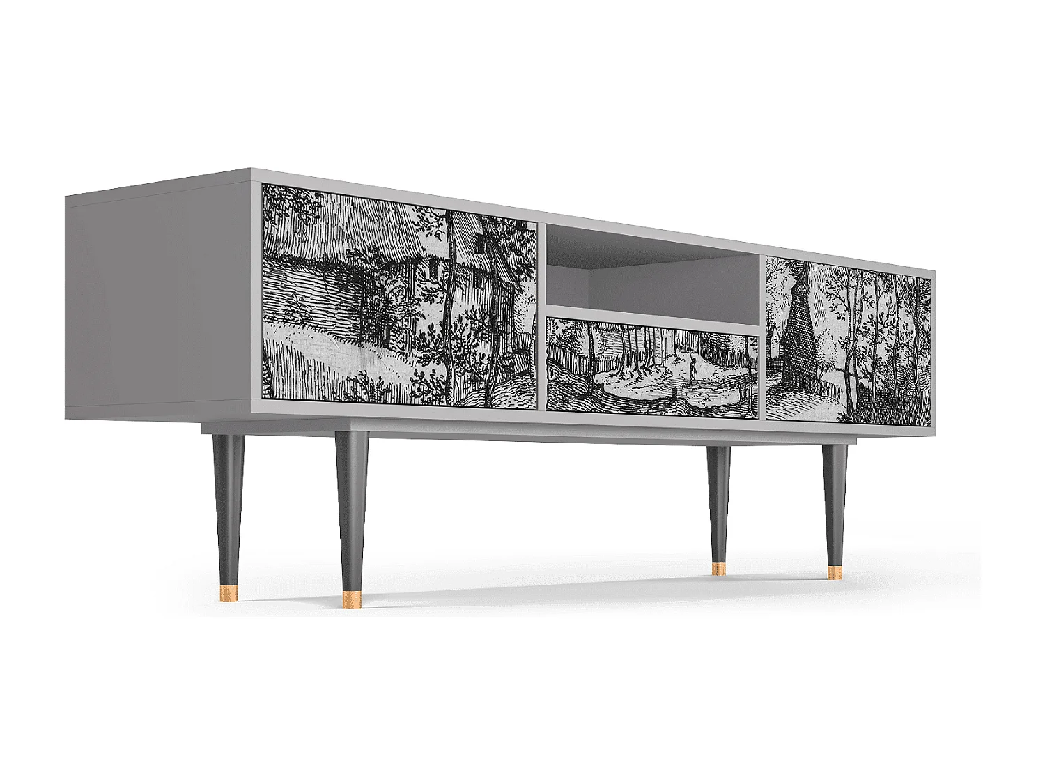 Meuble TV - 170х59х41 cm - T6 - Village Road, Gris