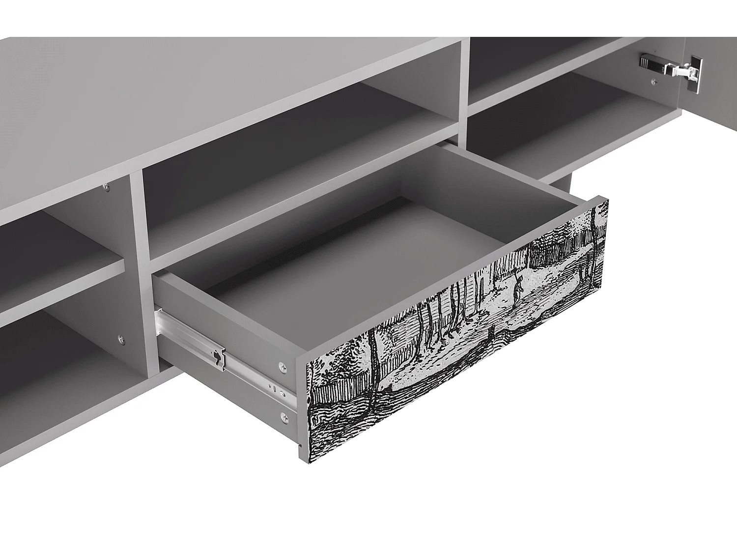 Meuble TV - 170х59х41 cm - T6 - Village Road, Gris