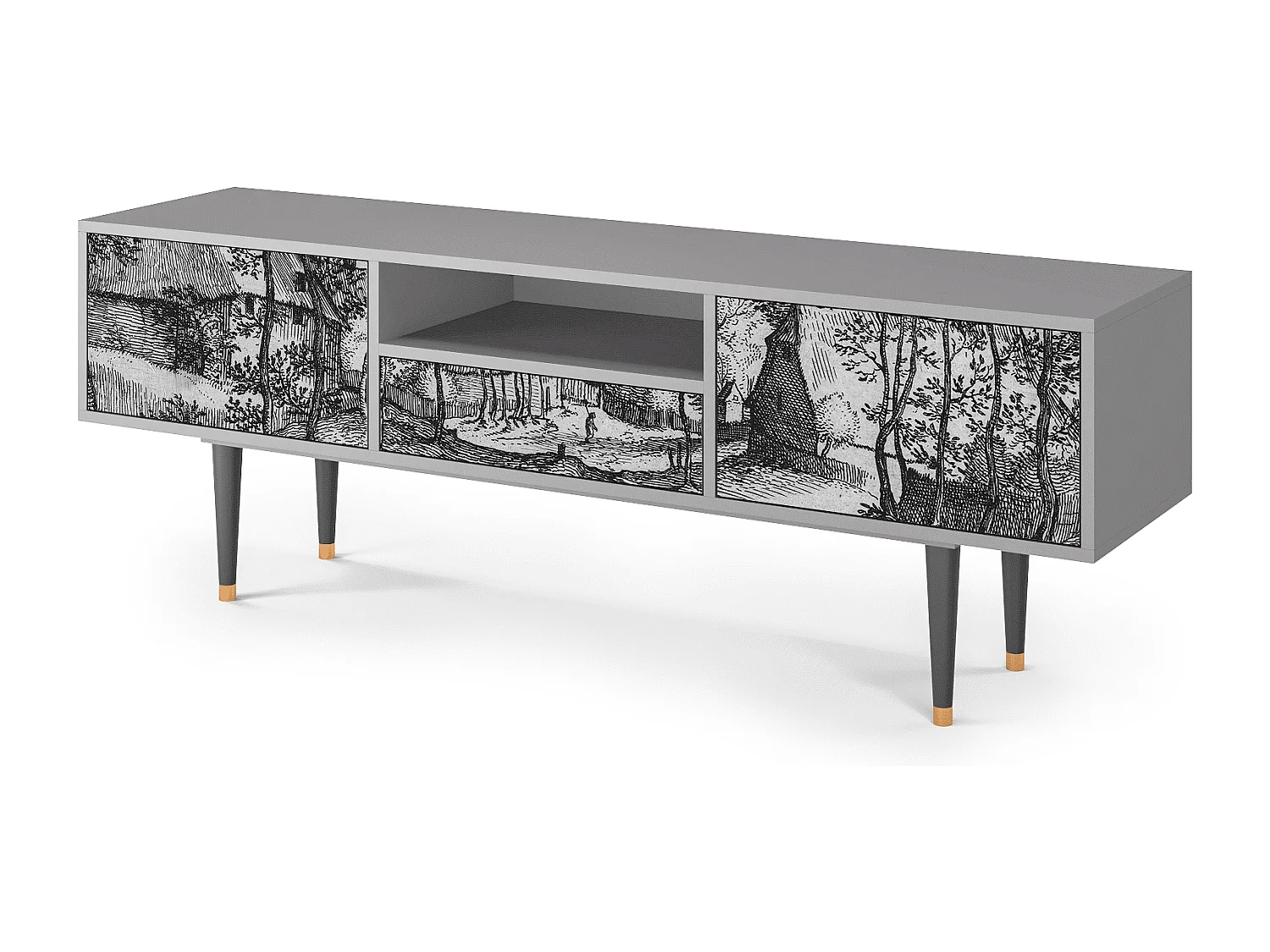 Meuble TV - 170х59х41 cm - T6 - Village Road, Gris