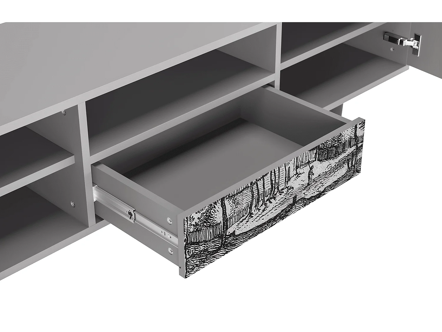 Meuble TV - 170х59х41 cm - T6 - Village Road, Gris