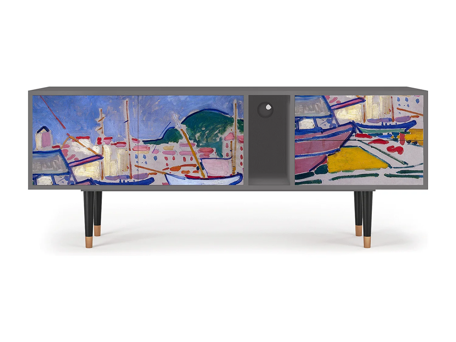 Meuble TV - 170х69х48 cm - T1 - The Port of Collioure , Gris