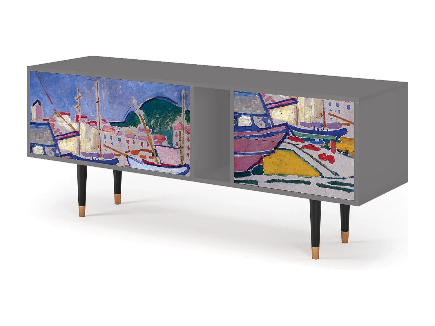 Meuble TV - 170х69х48 cm - T1 - The Port of Collioure , Gris