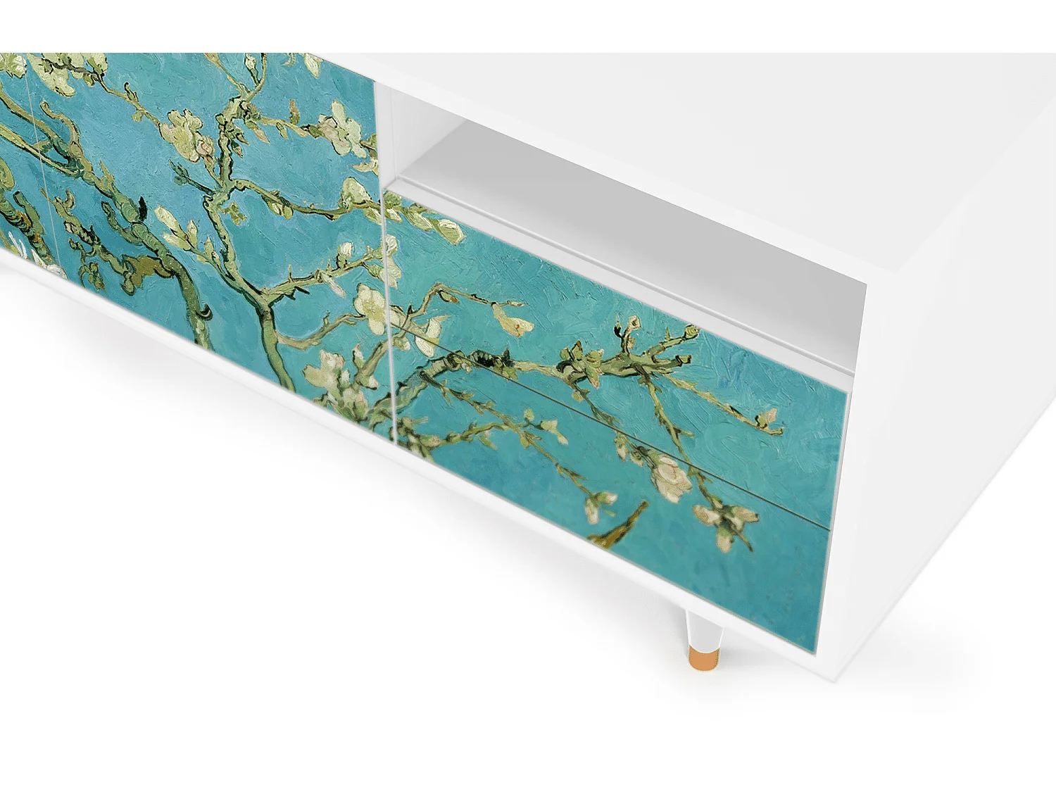 Mueble de TV - 125х56х41 cm - T7 - Almond Blossom, Blanco