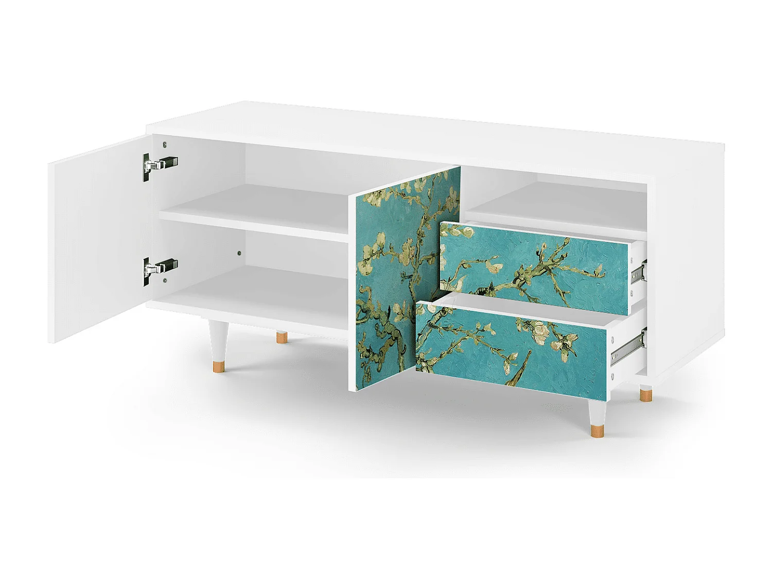 Mueble de TV - 125х56х41 cm - T7 - Almond Blossom, Blanco