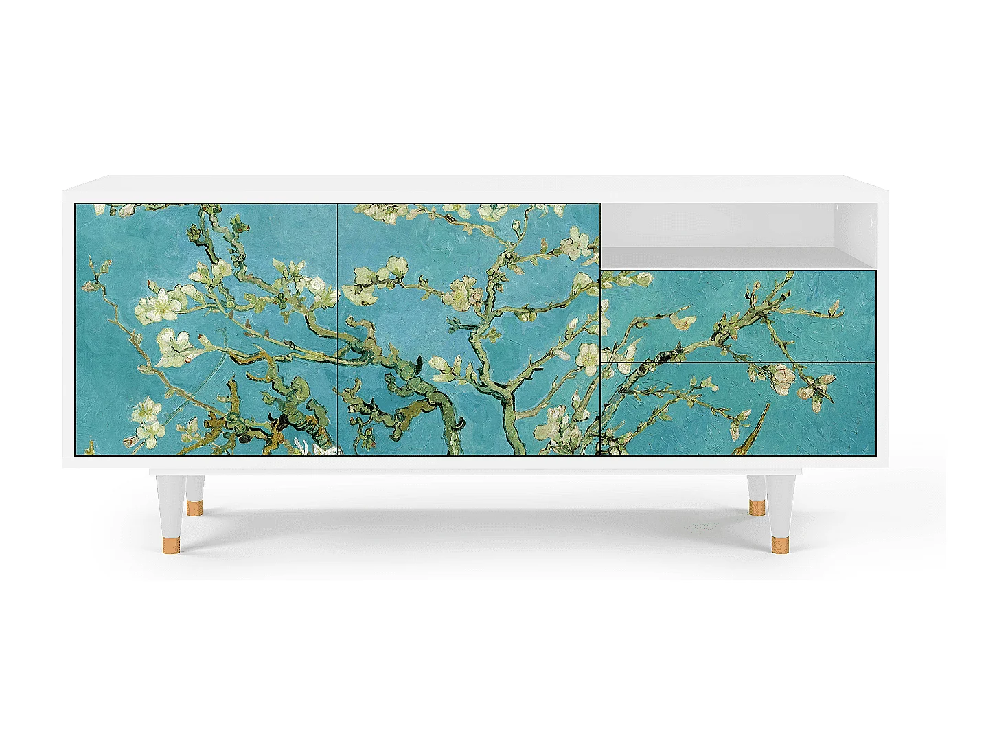 Meuble TV - 125х56х41 cm - T7 - Almond Blossom, Blanc