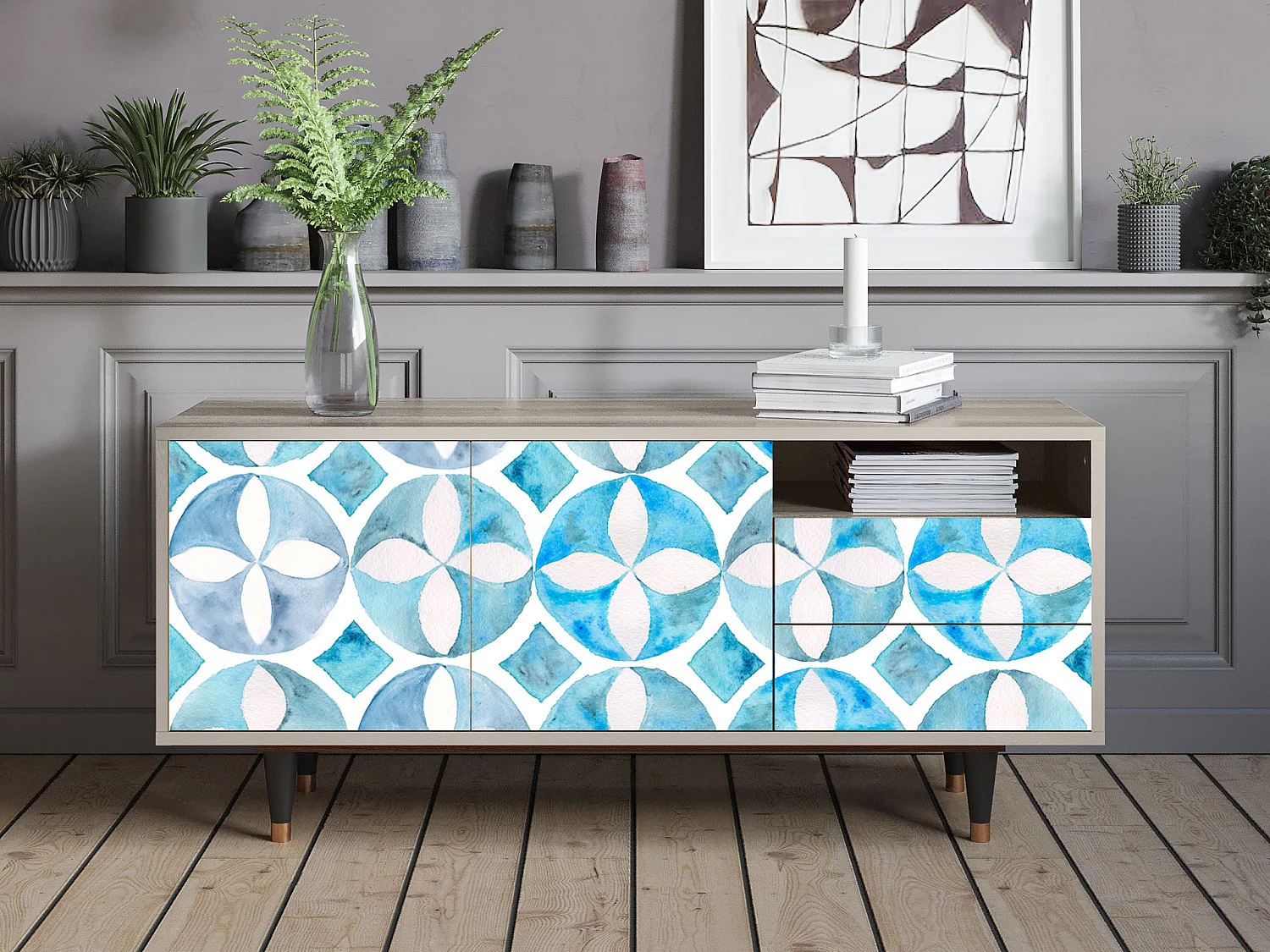 Mueble de TV - 125х56х41 cm - T7 - Porto Mood, Areia