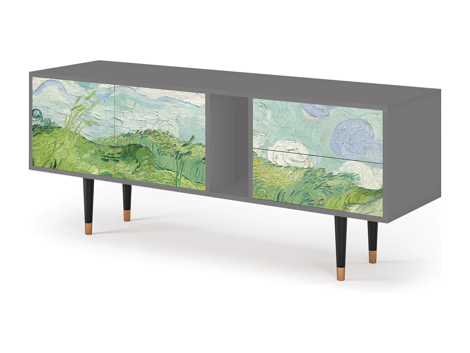 Mobile TV - 170х69х48 cm - T1 - Green Wheat Fields, Grigio