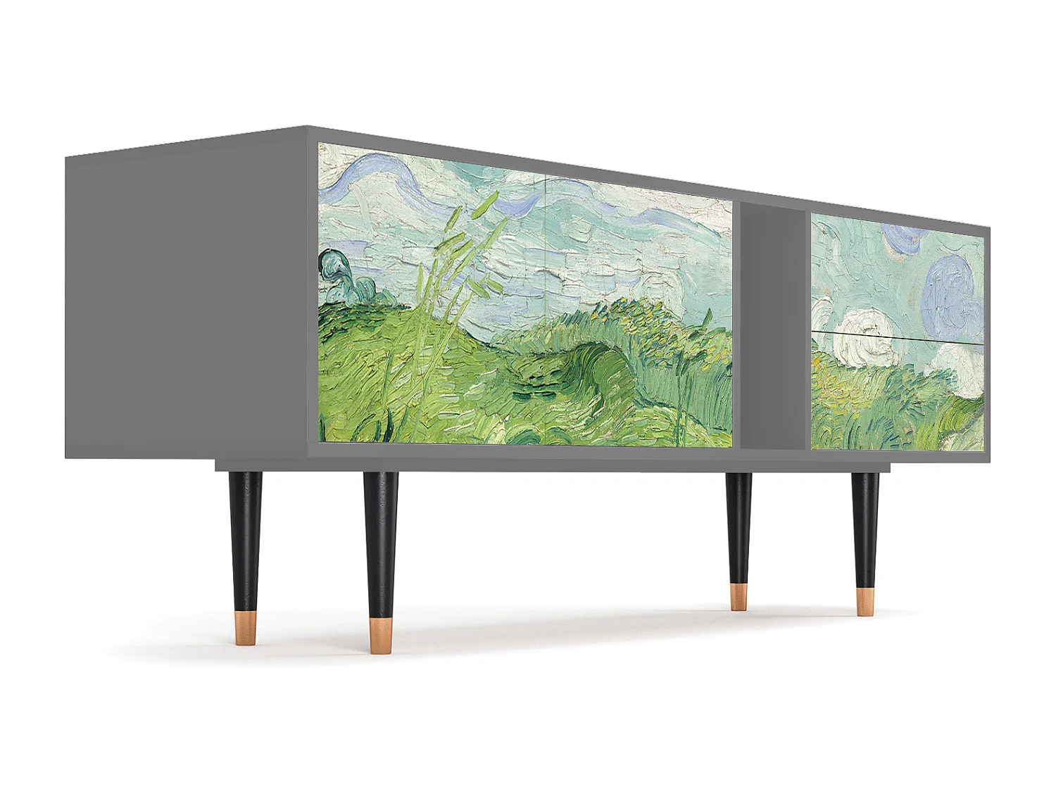 Mobile TV - 170х69х48 cm - T1 - Green Wheat Fields, Grigio