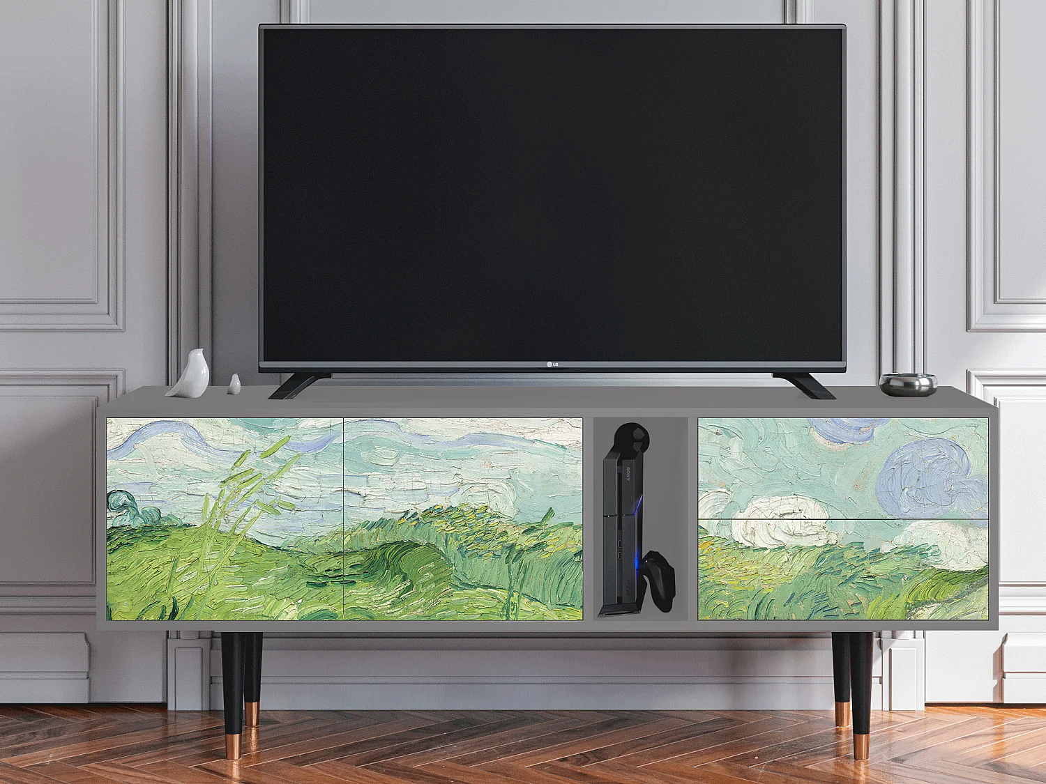 TV-meubel - 170х69х48 cm - T1 - Green Wheat Fields, Grijs