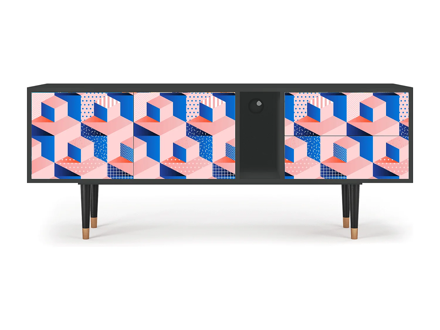 Szafka RTV - 170х69х48 cm - T1 - Pinky Squares, Antracyt