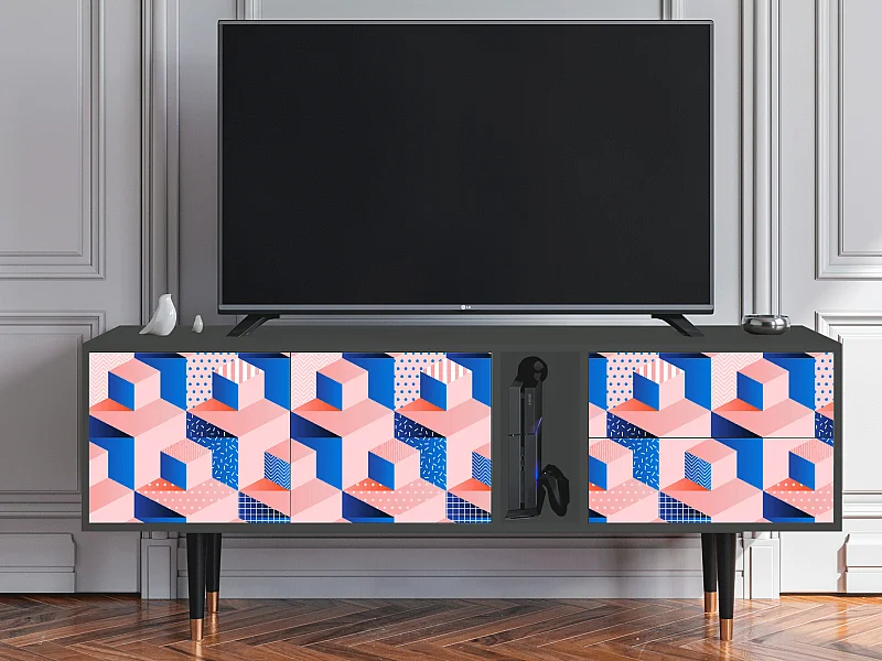 Meuble TV - 170х69х48 cm - T1 - Pinky Squares, Anthracite