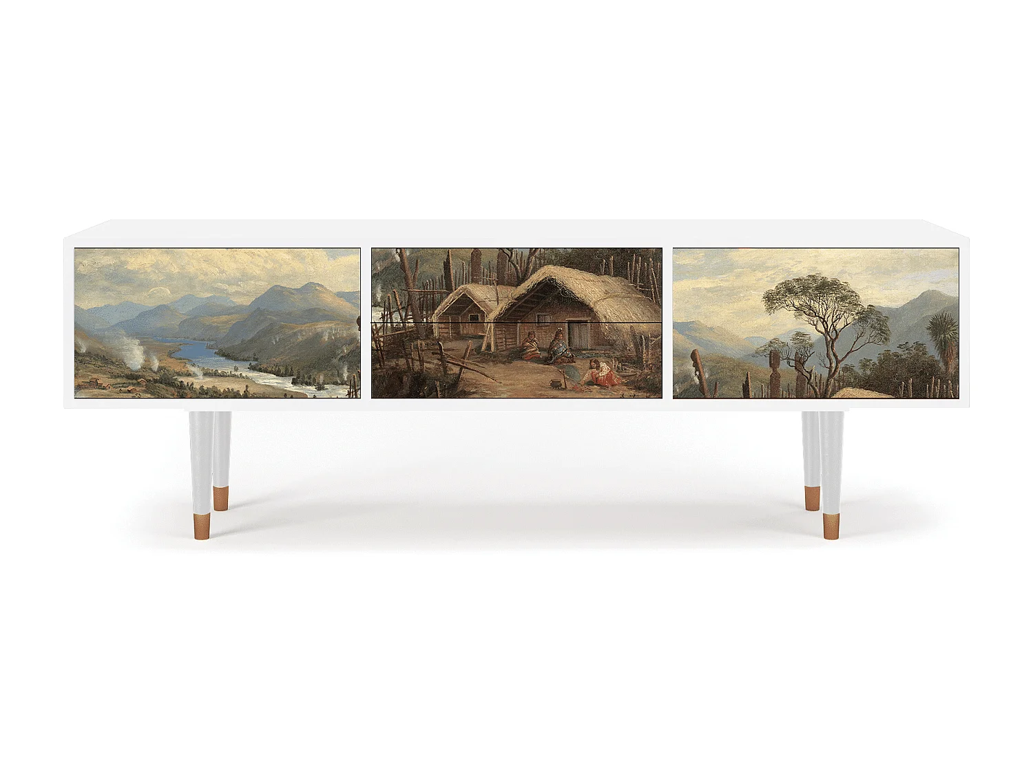 Meuble TV - 170х59х48 cm - T4 - View Across the Plains , Blanc