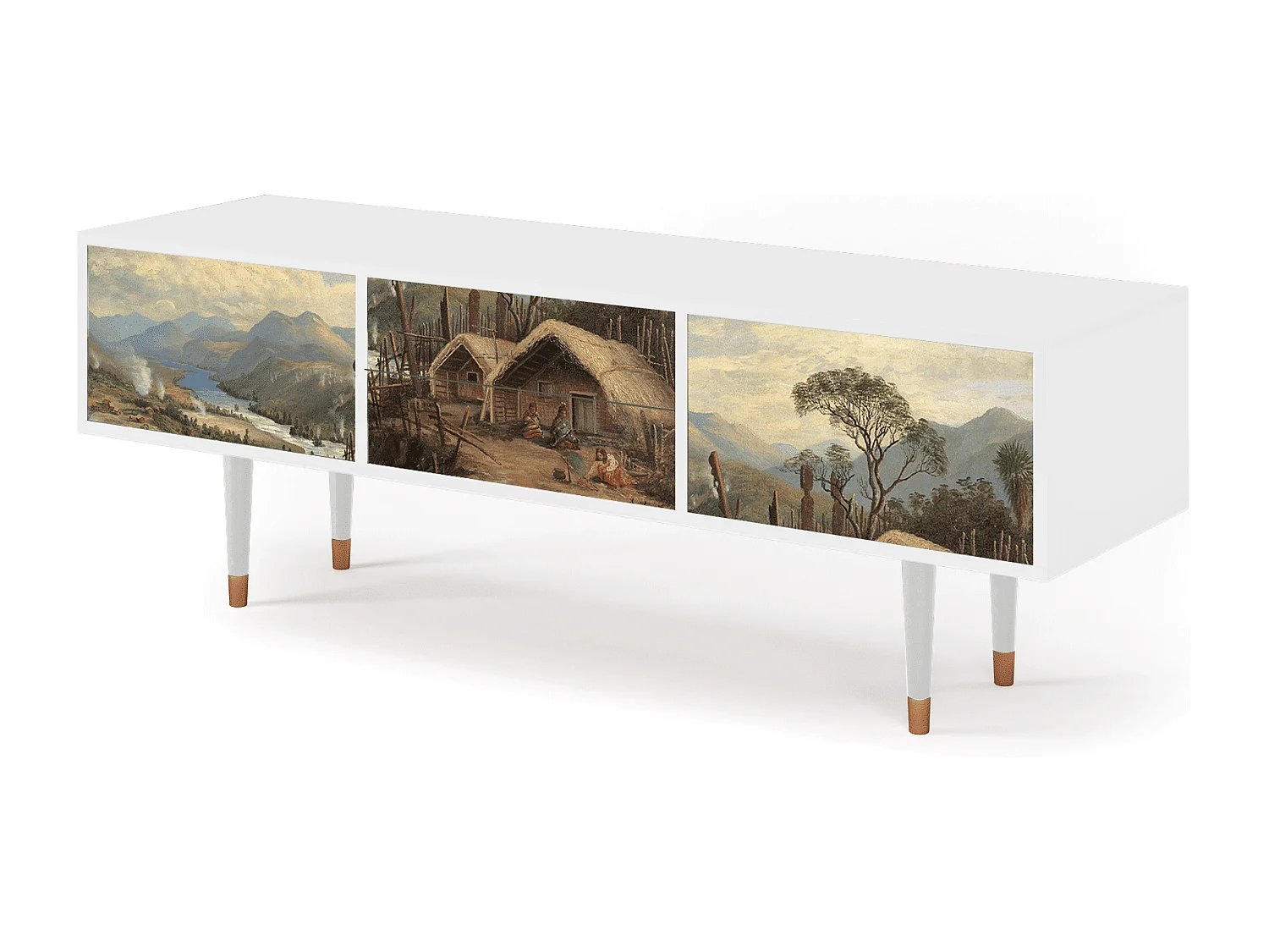 Meuble TV - 170х59х48 cm - T4 - View Across the Plains , Blanc