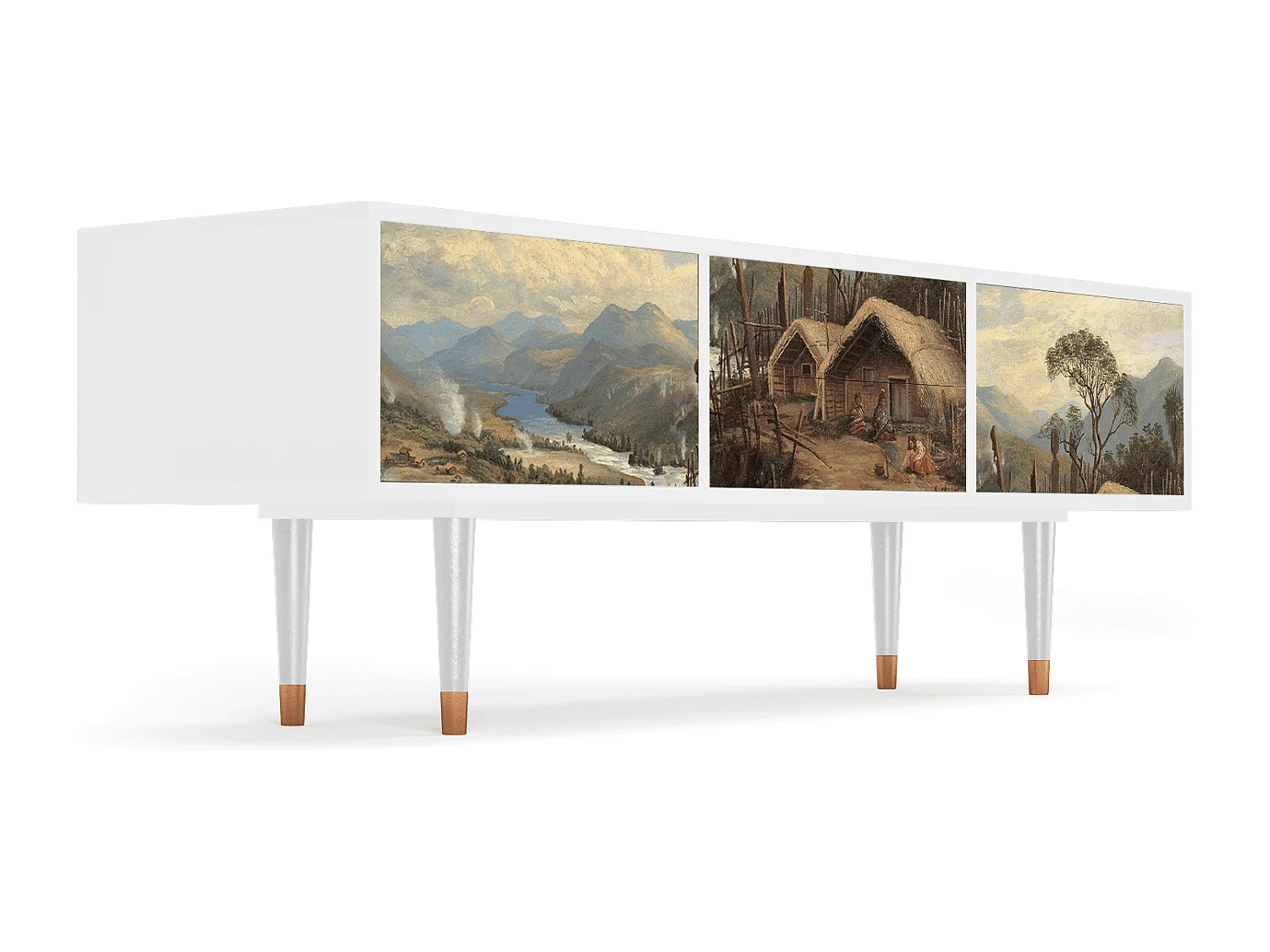Meuble TV - 170х59х48 cm - T4 - View Across the Plains , Blanc