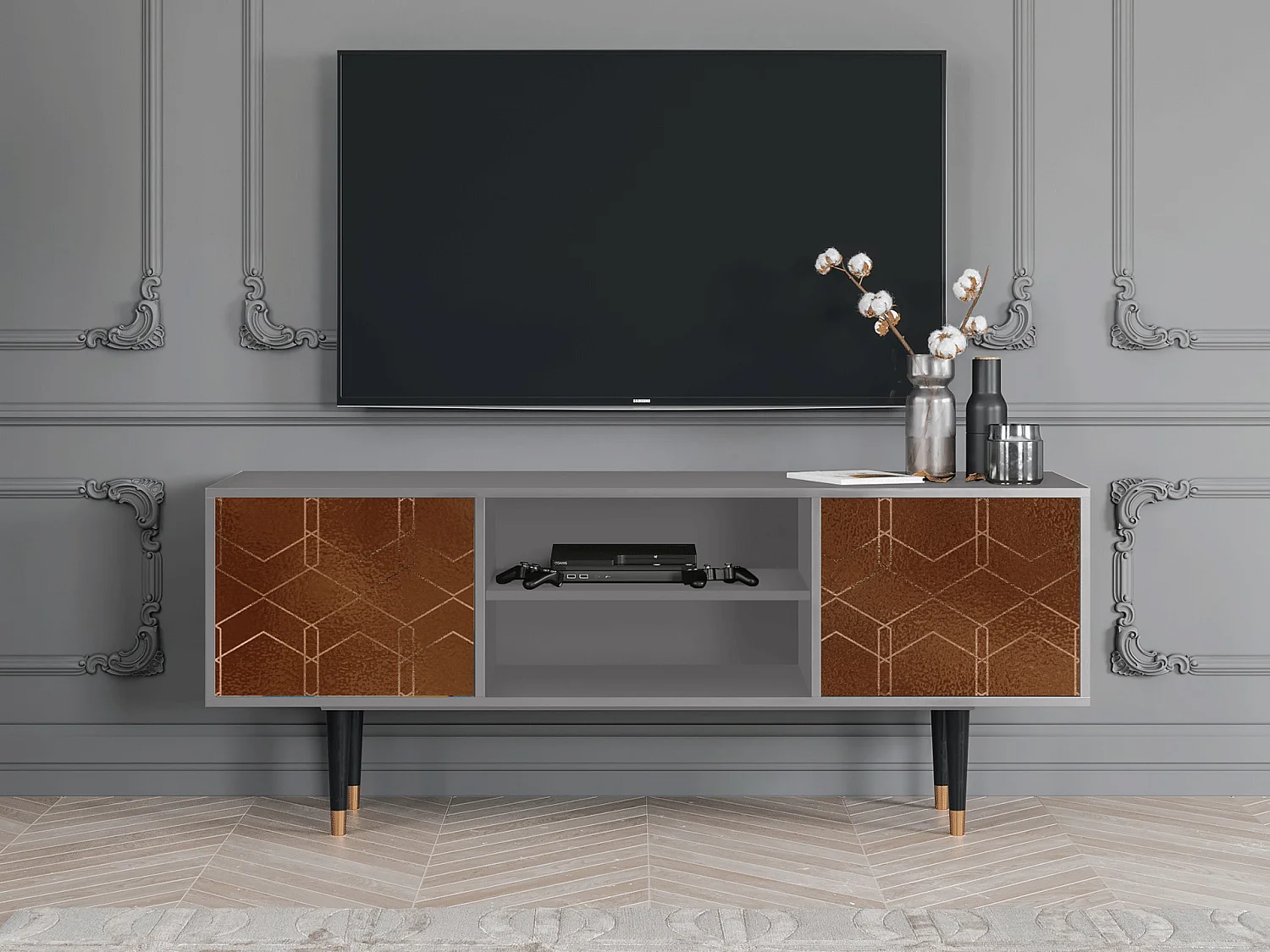 Mueble de TV - 170х69х48 cm - T2 - Chocolate Bar, Cinza