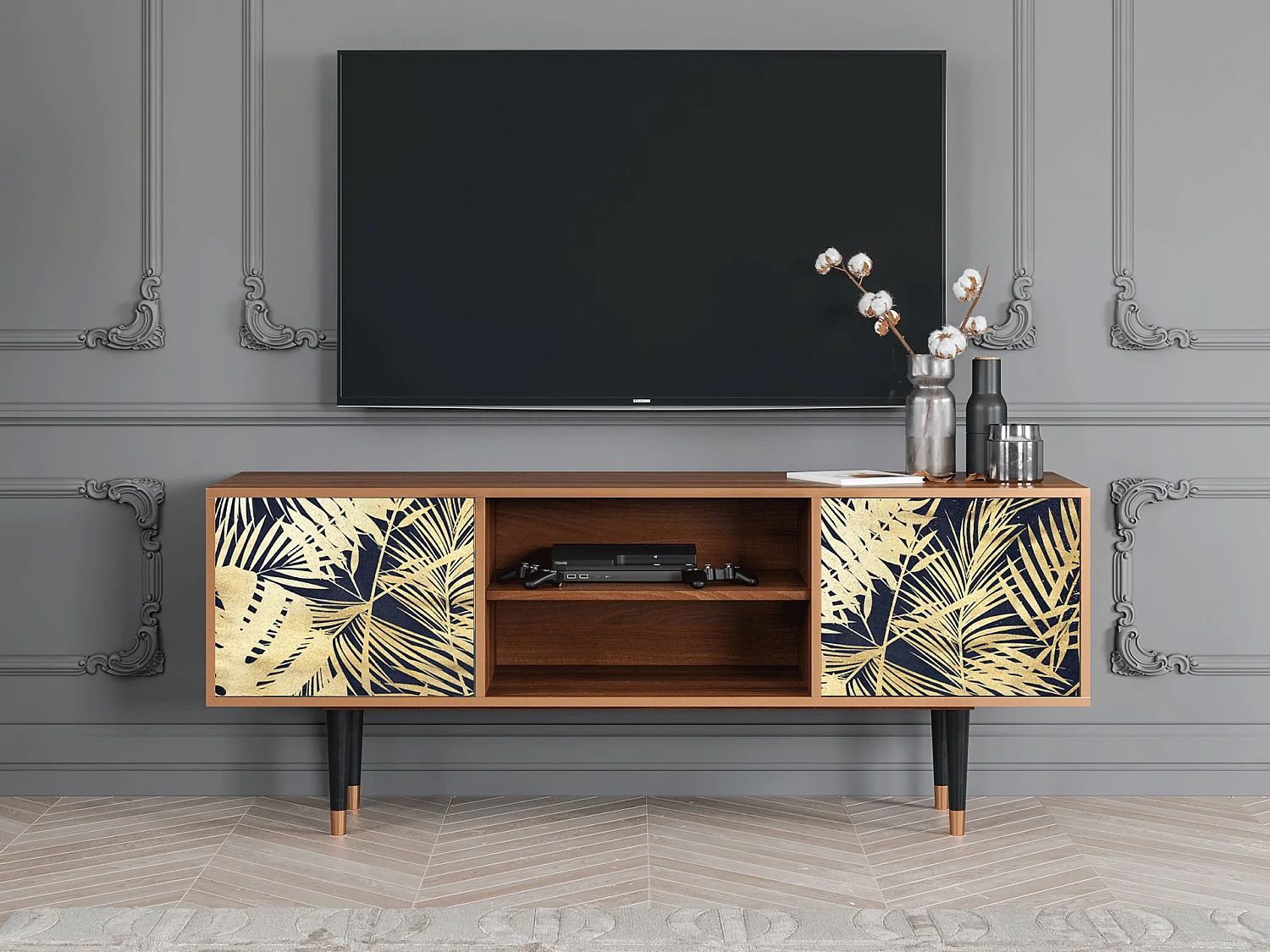 Mobile TV - 170х69х48 cm - T2 - Jungle Vibes, Noce