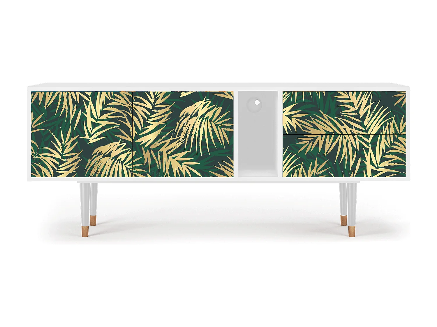 Mueble de TV - 170х69х48 cm - T1 - Sunny Palm Tree, Blanco