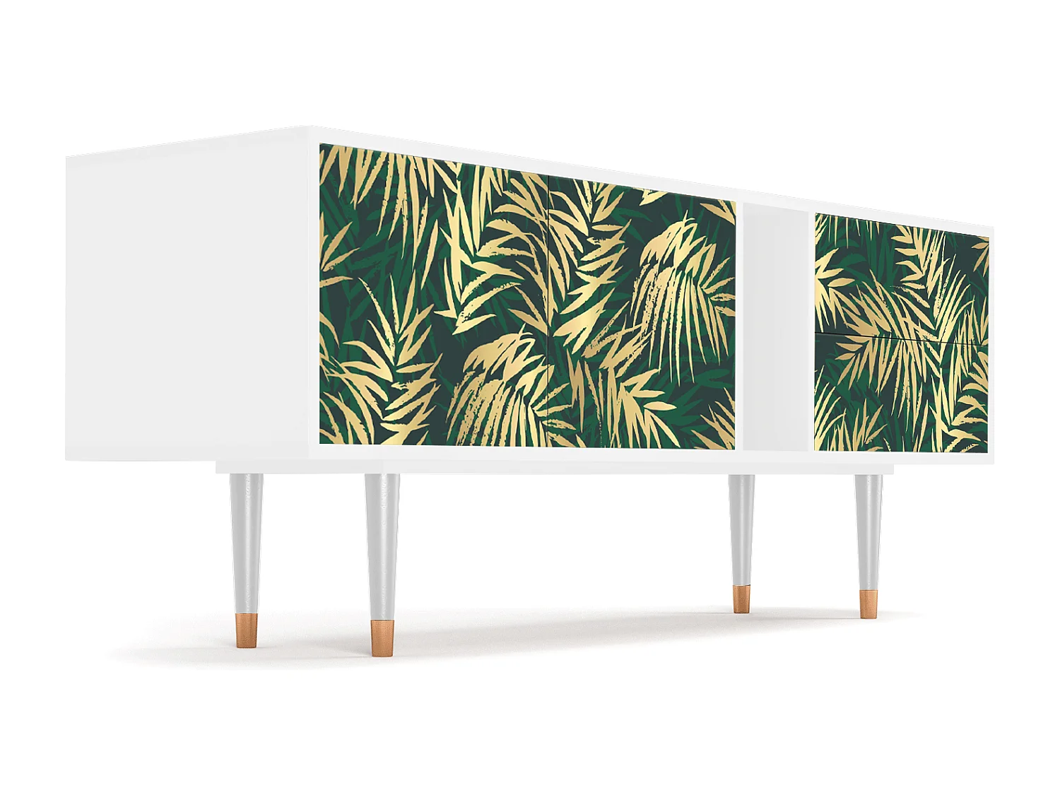 Mueble de TV - 170х69х48 cm - T1 - Sunny Palm Tree, Blanco