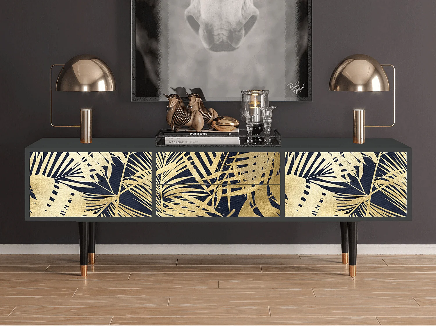 Mueble de TV - 170х59х48 cm - T4 - Jungle Vibes, Antracita