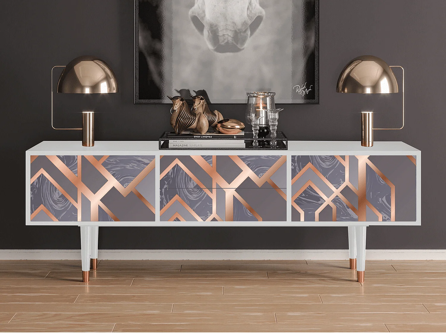 Mobile TV - 170х59х48 cm - T4 - Taupe Anatomy, Bianco