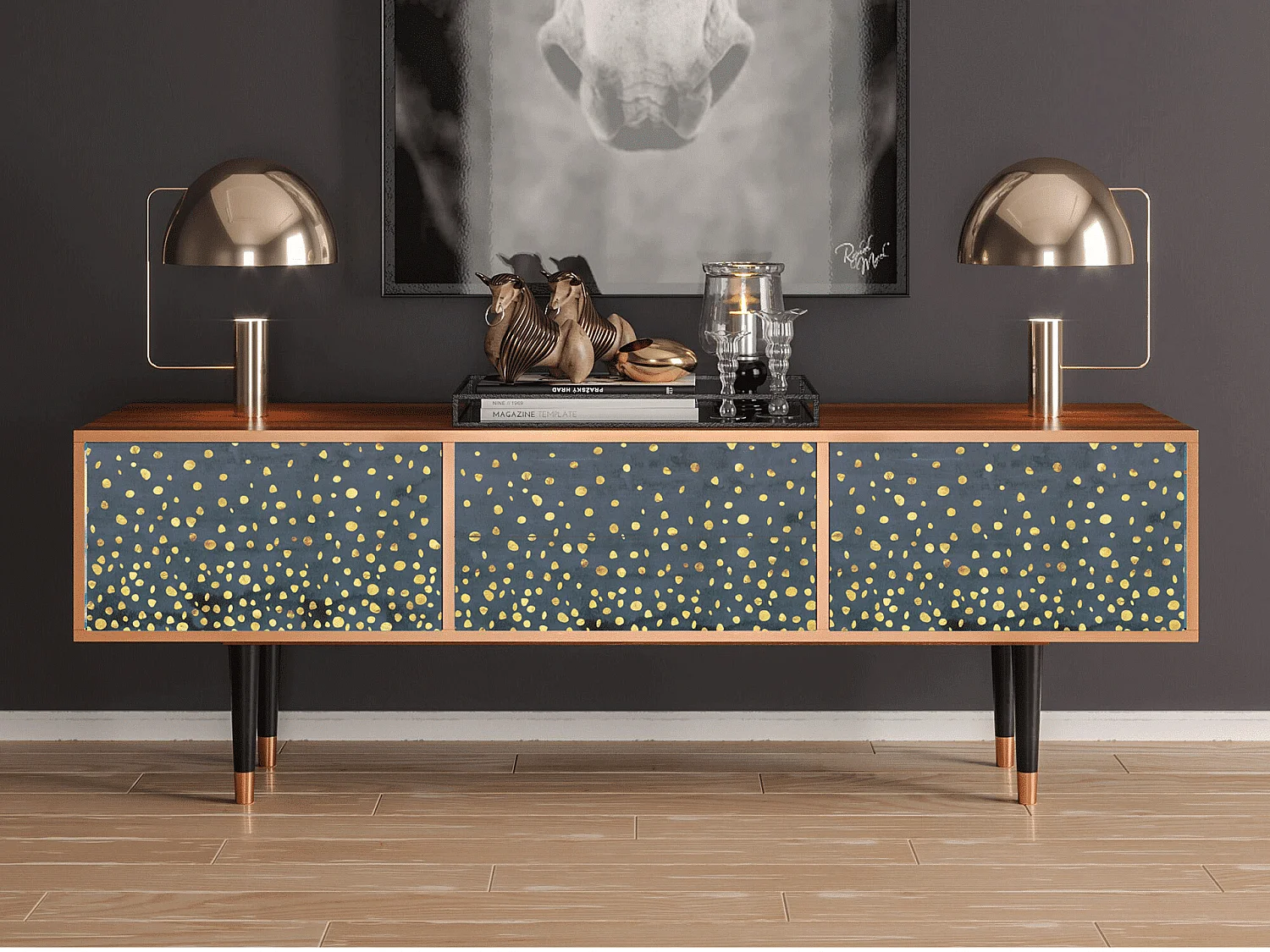 TV-meubel - 170х59х48 cm - T4 - Foggy Lights, Walnoot