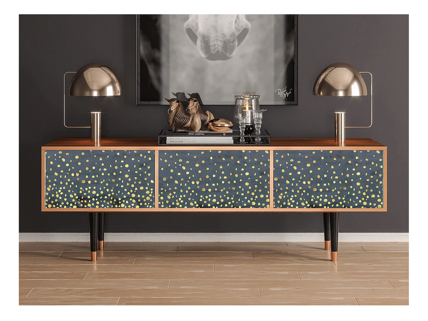 Meuble TV - 170х59х48 cm - T4 - Foggy Lights, Noyer