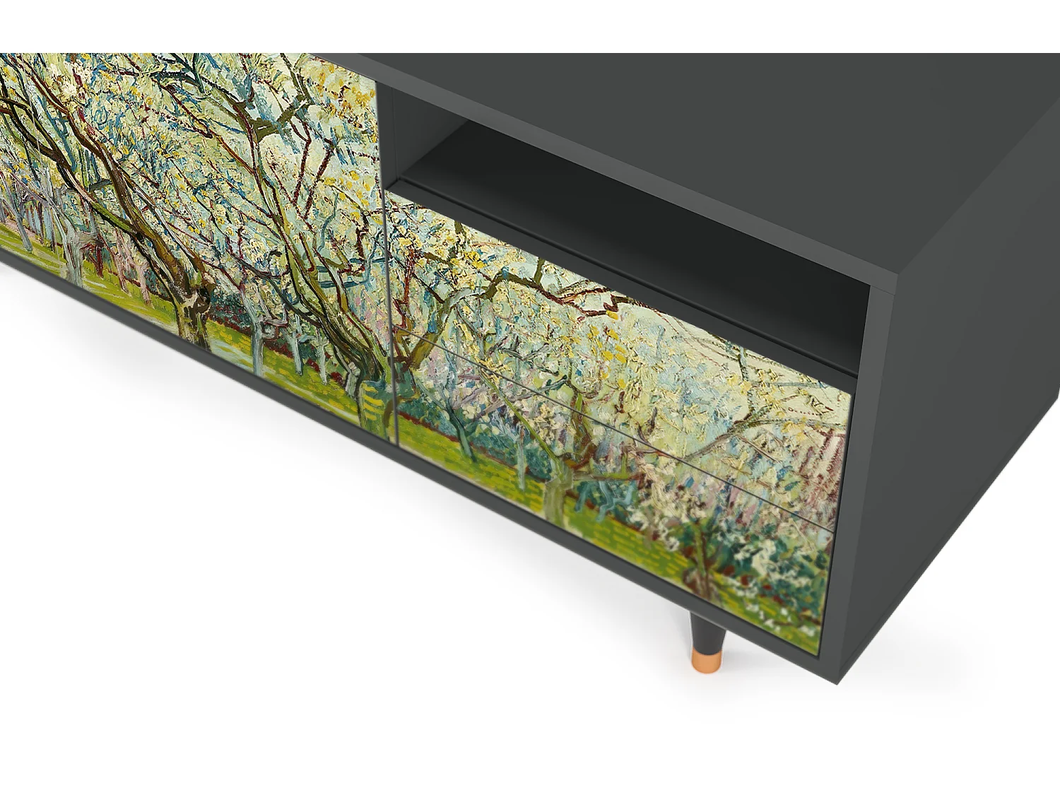 Szafka RTV - 125х56х41 cm - T7 - The Biały Orchard, Antracyt