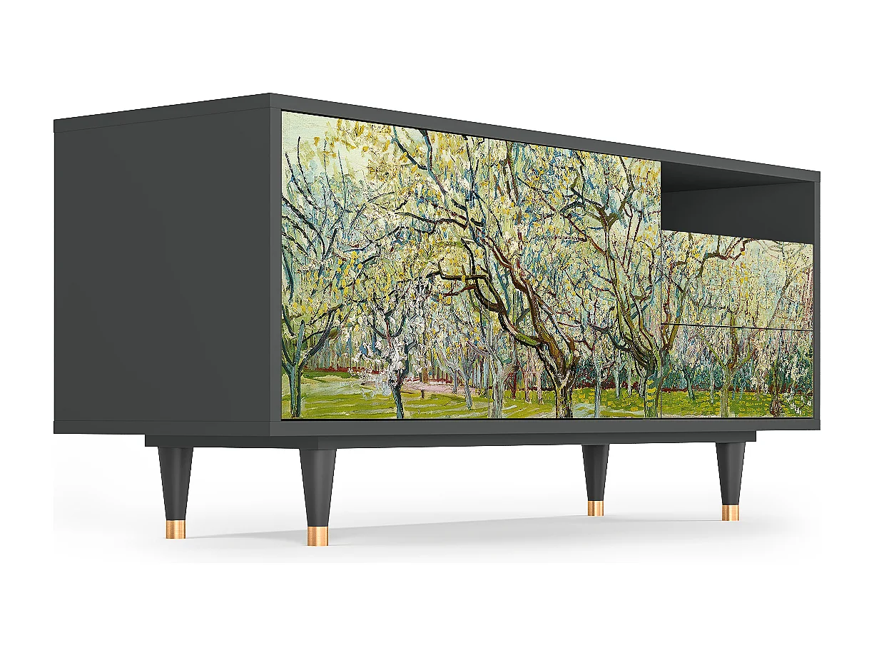 Mobile TV - 125х56х41 cm - T7 - The Bianco Orchard, Antracite