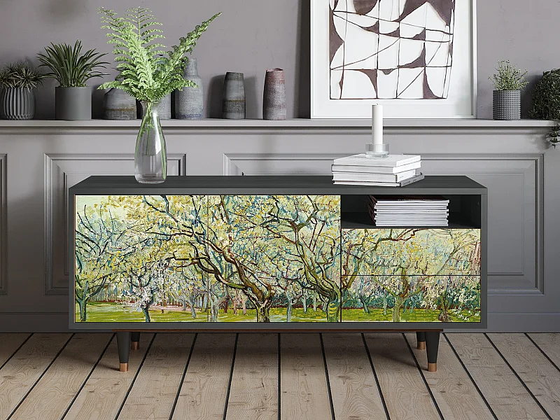 Mobile TV - 125х56х41 cm - T7 - The Bianco Orchard, Antracite
