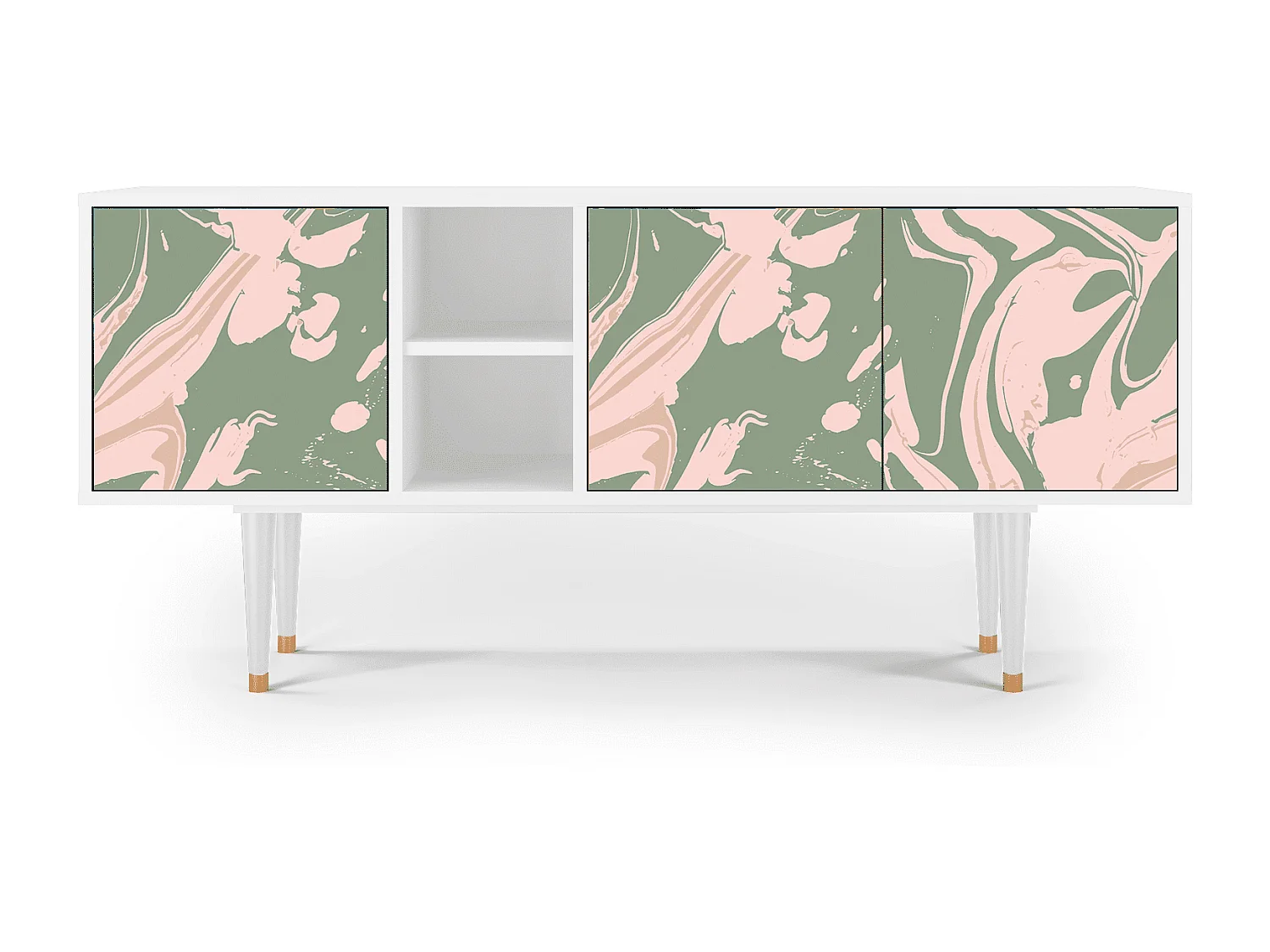 Meuble TV - 150х69х41 cm - T5 - Aquarelle, Blanc