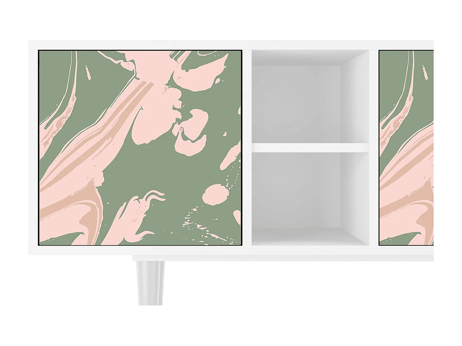 Meuble TV - 150х69х41 cm - T5 - Aquarelle, Blanc