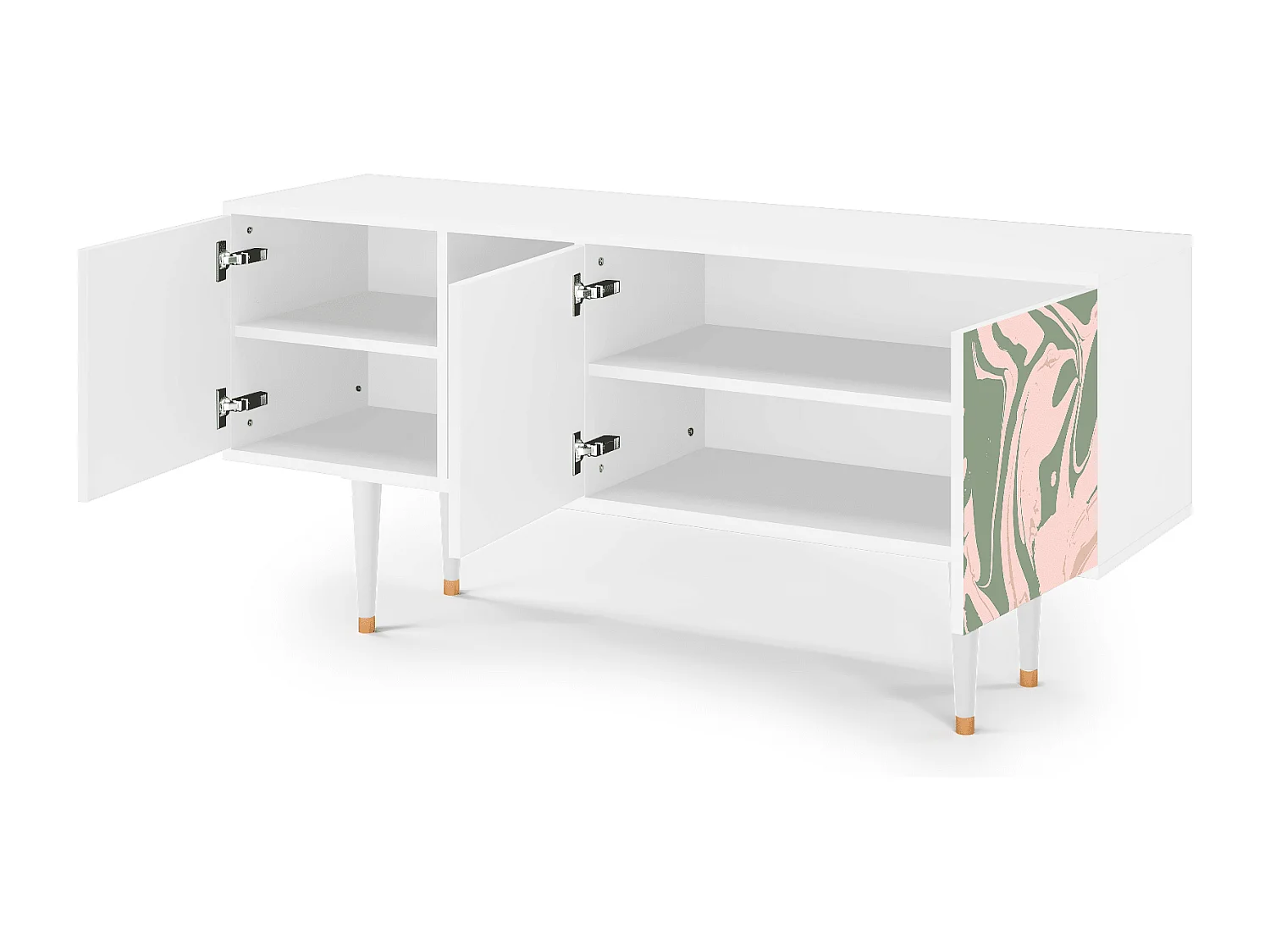 Meuble TV - 150х69х41 cm - T5 - Aquarelle, Blanc