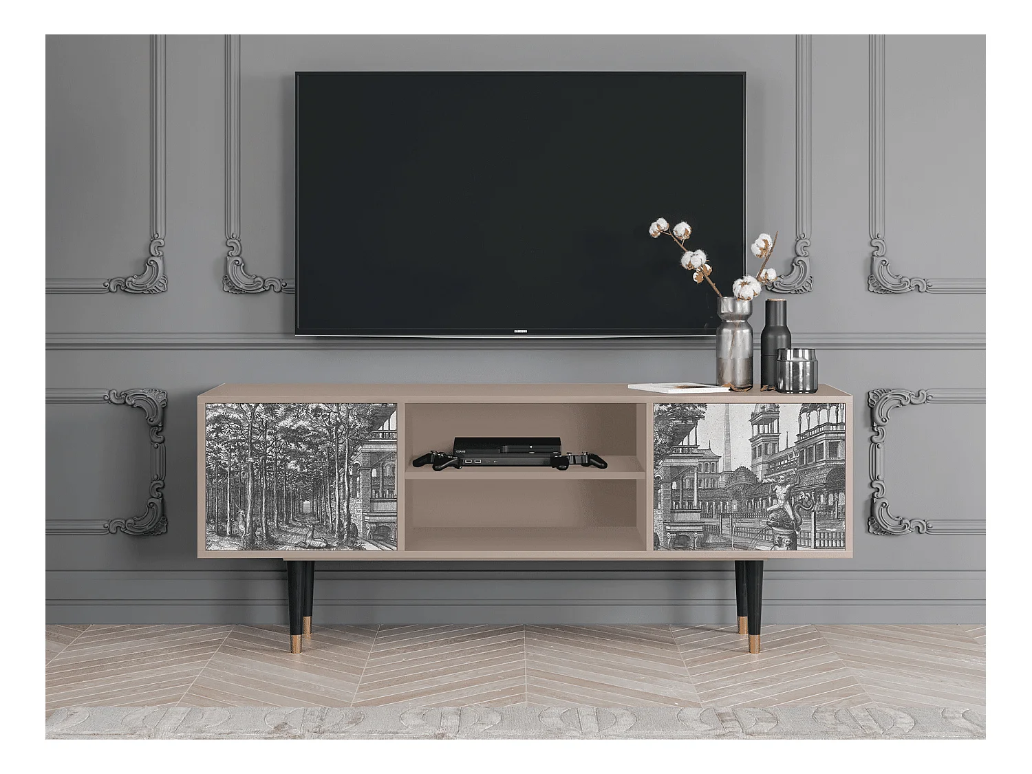 Meuble TV - 170х69х48 cm - T2 - View of the Piazza, Latte