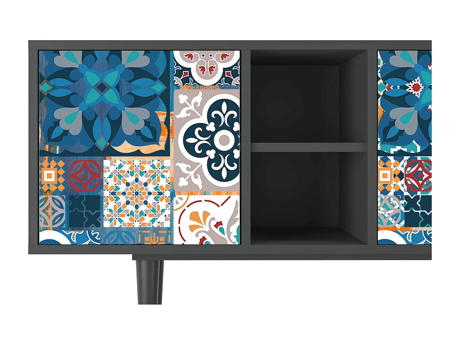 Mueble de TV - 150х69х41 cm - T5 - Moroccan Market, Antracite