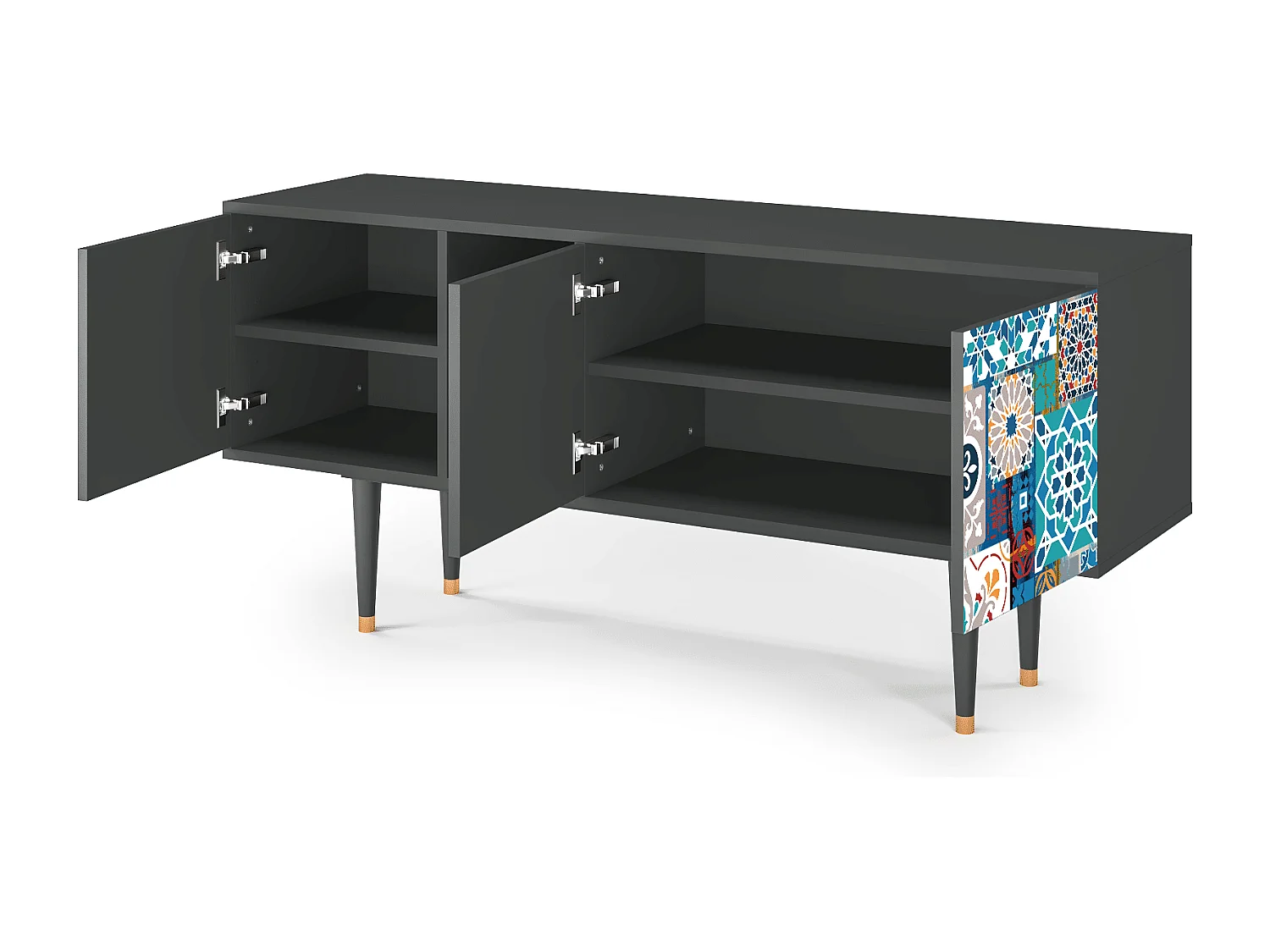 Mueble de TV - 150х69х41 cm - T5 - Moroccan Market, Antracite