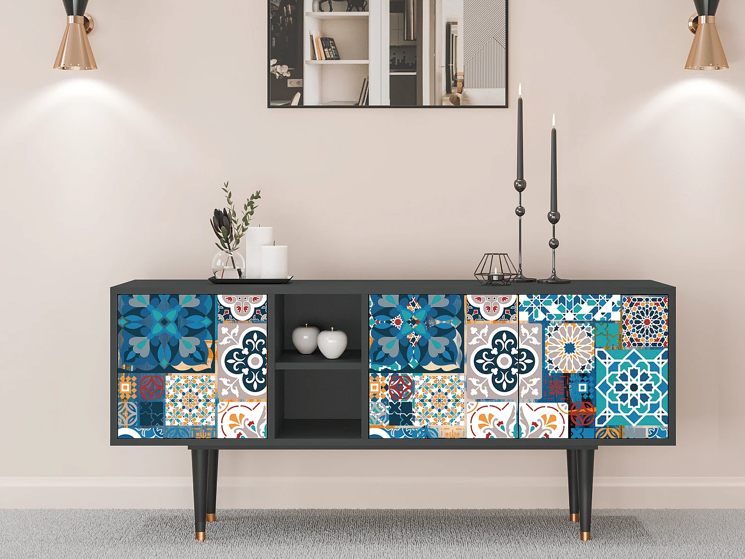 Mobile TV - 150х69х41 cm - T5 - Moroccan Market, Antracite