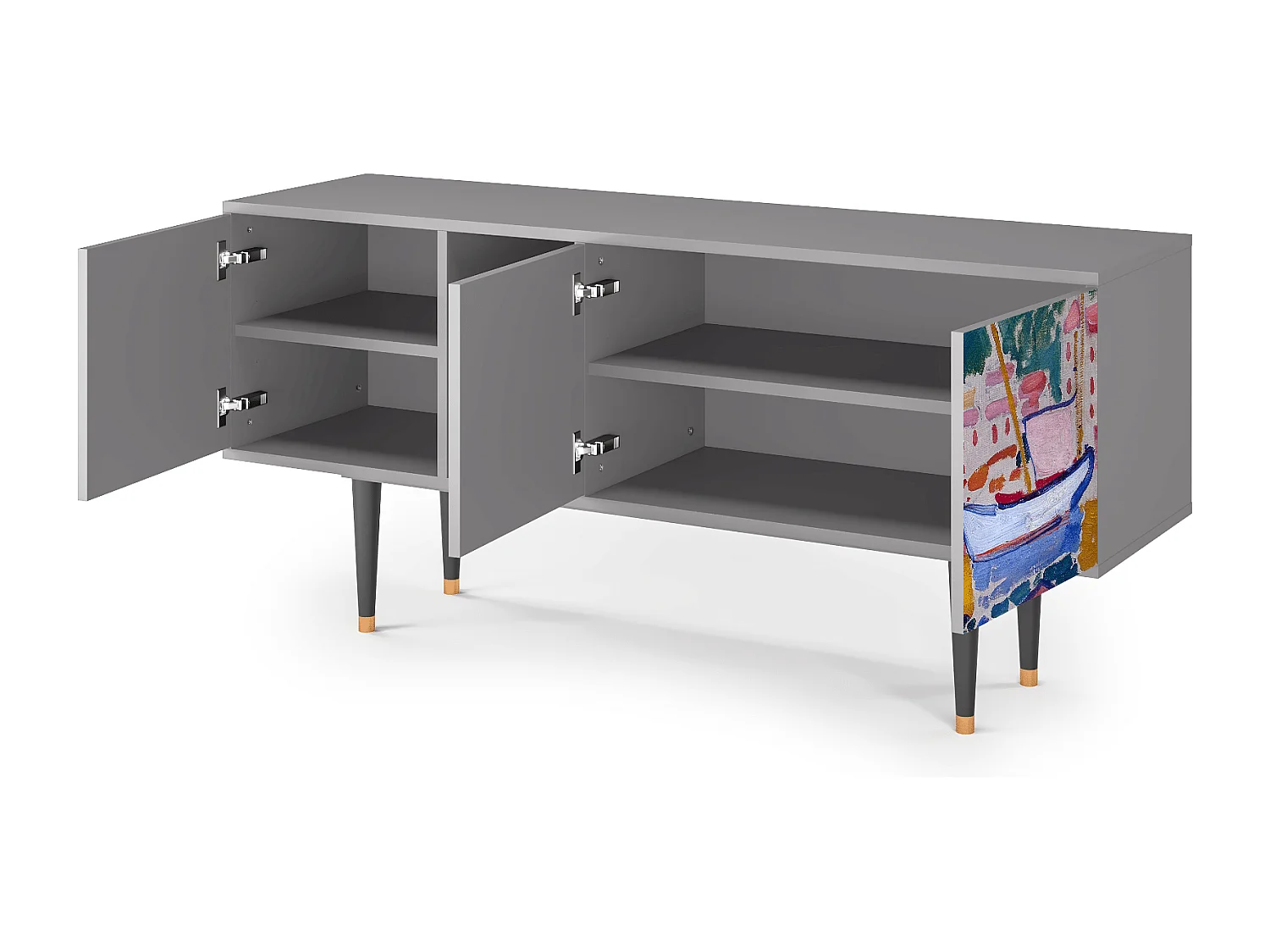 Mueble de TV - 150х69х41 cm - T5 - The Port of Collioure , Cinza