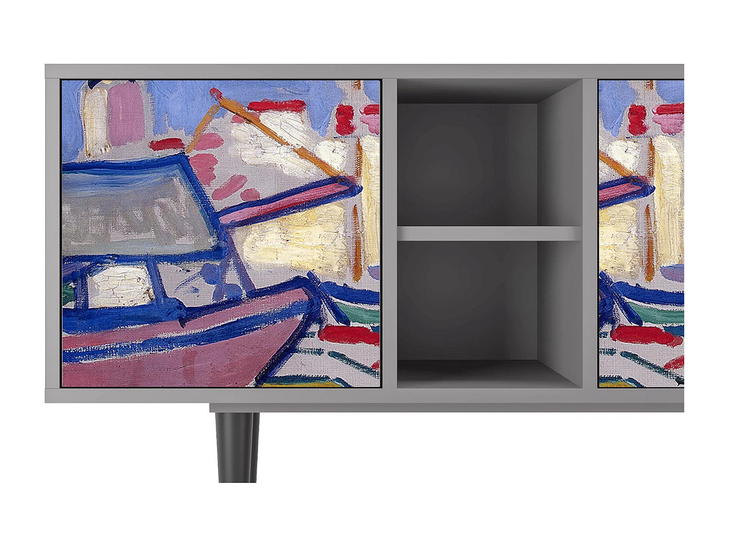 Szafka RTV - 150х69х41 cm - T5 - The Port of Collioure , Szary