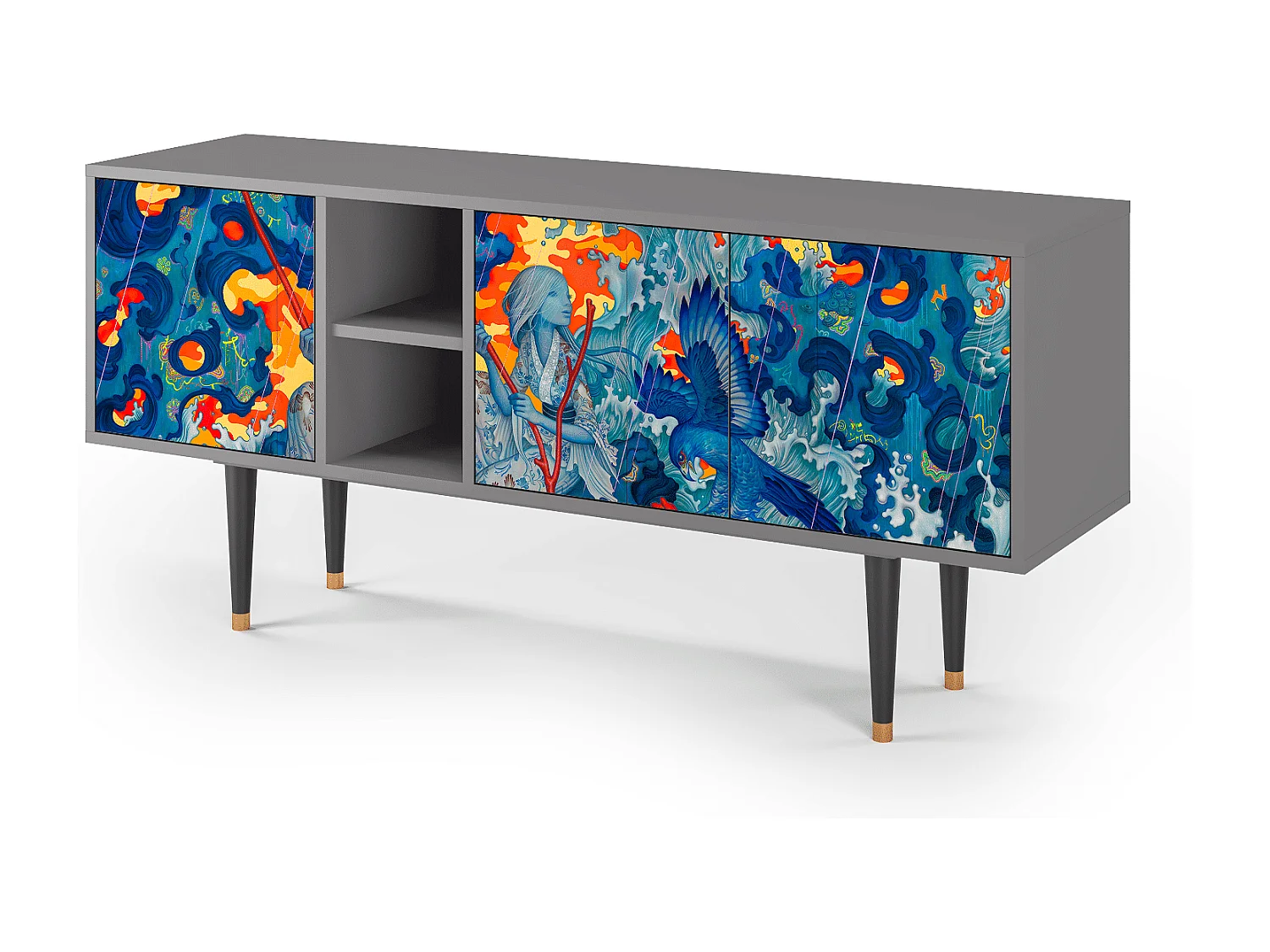 Mobile TV - 150х69х41 cm - T5 - The Girl - James Jean, Grigio