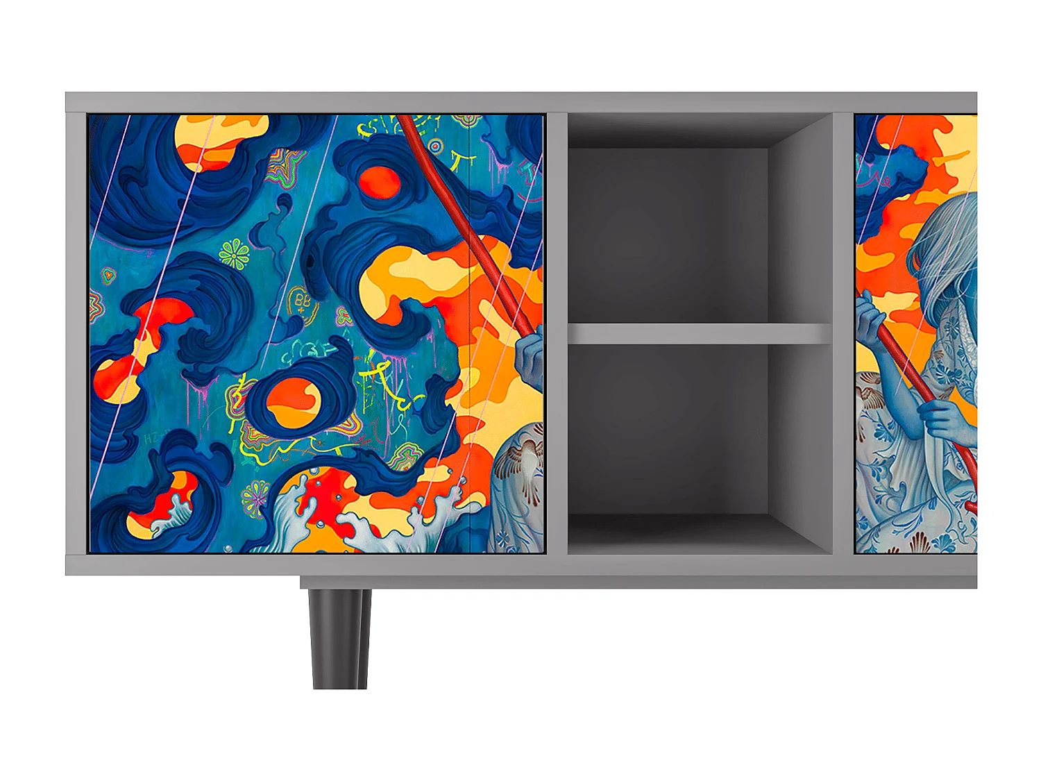 Mobile TV - 150х69х41 cm - T5 - The Girl - James Jean, Grigio