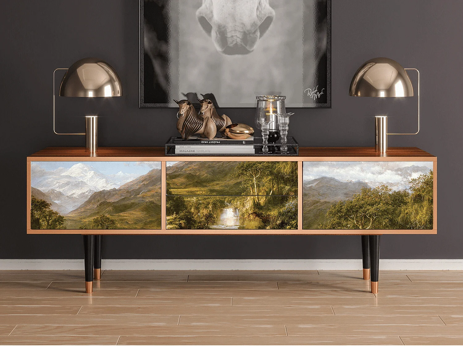 Meuble TV - 170х59х48 cm - T4 - The Heart of the Andes , Noyer