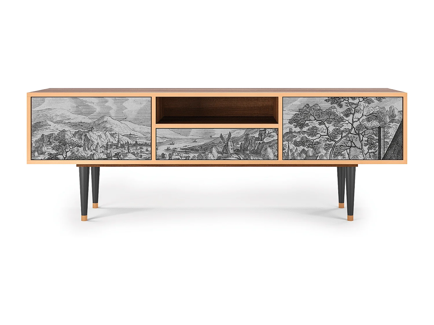 TV-Möbel - 170х59х41 cm - T6 - Bird Dropping, Walnuss