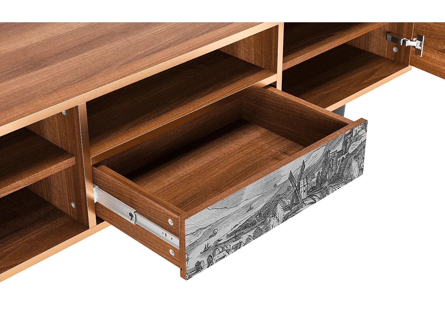 TV-Möbel - 170х59х41 cm - T6 - Bird Dropping, Walnuss