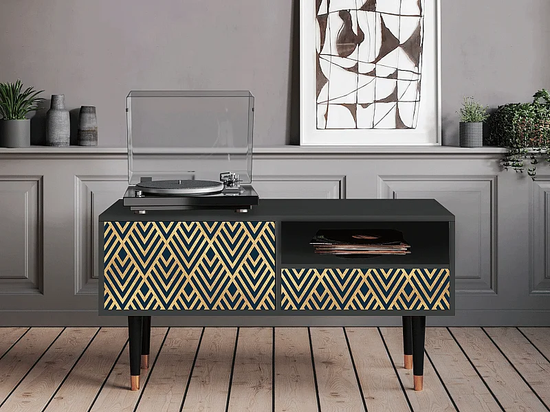 Szafka RTV - 115х59х48 cm - T3 - Egypt Triangles, Antracyt