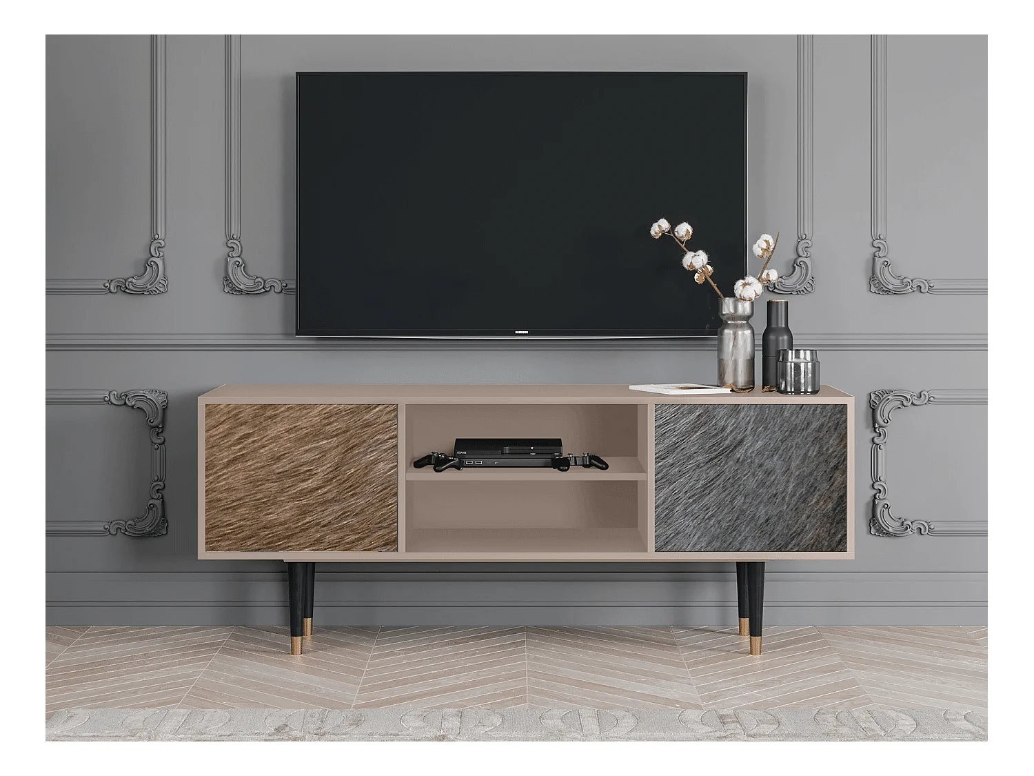 Mueble de TV - 170х69х48 cm - T2 - Peanut Hair, Latte