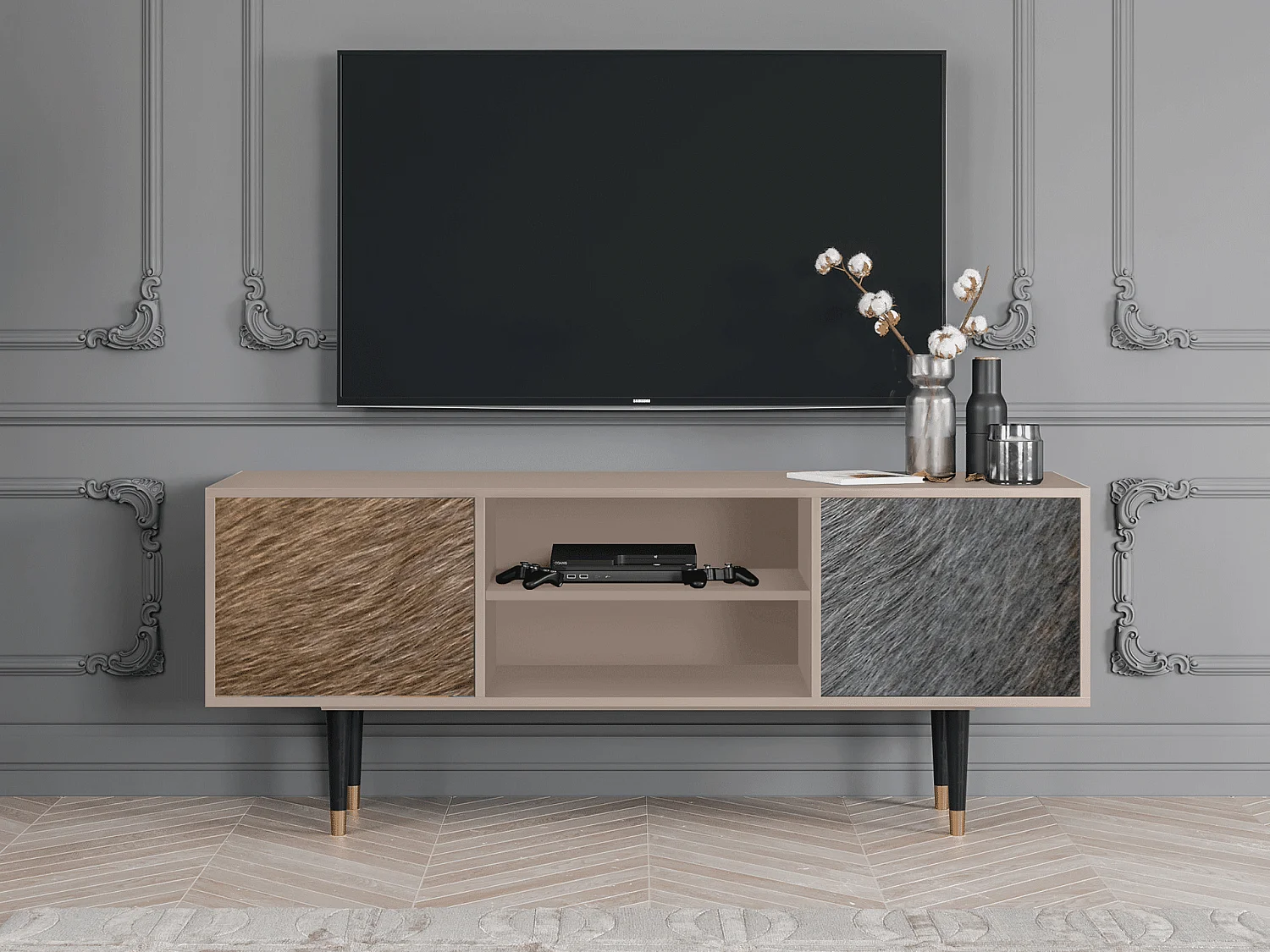 Meuble TV - 170х69х48 cm - T2 - Peanut Hair, Latte