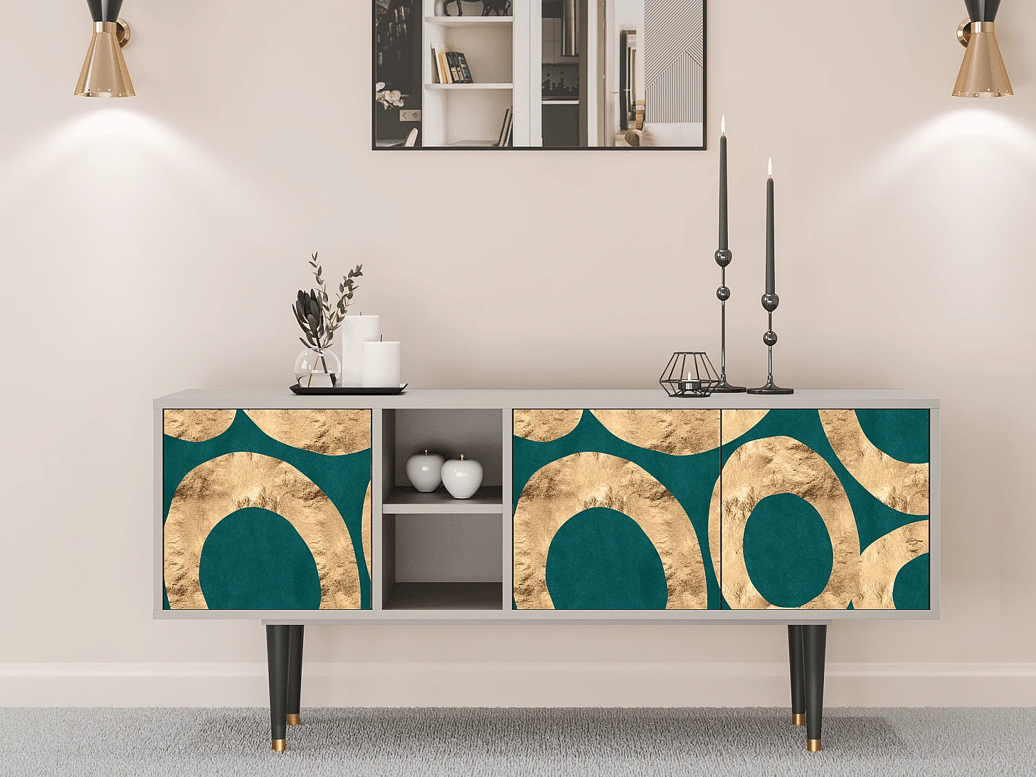 Meuble TV - 150х69х41 cm - T5 - Zircon Sphere, Sable