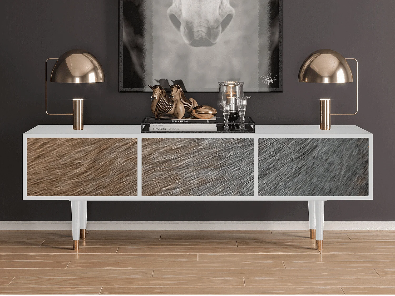 Meuble TV - 170х59х48 cm - T4 - Peanut Hair, Blanc